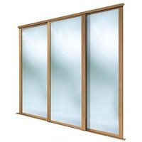 Shaker Mirrored Oak effect 3 door Sliding Wardrobe Door kit (H)2223mm (W)762mm