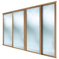 Shaker Mirrored Natural oak effect 4 door Sliding Wardrobe Door kit (H)2223mm (W)762mm
