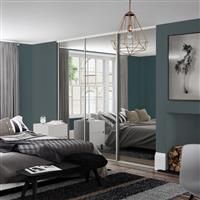 Spacepro Classic 3 Door Sliding Wardrobe Kit Framed Mirror 1760 x 2260mm in White Steel/Glass