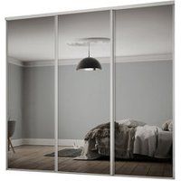 Classic Mirrored White 3 door Sliding Wardrobe Door kit (H)2260mm (W)2672mm