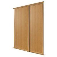 Shaker Natural oak effect 2 door Sliding Wardrobe Door kit (H)2223mm (W)610mm