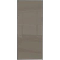 Spacepro Sliding Wardrobe Door Silver Framed Single Panel Cappuccino Glass - 2220 x 762mm