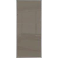 Spacepro Sliding Wardrobe Door Silver Framed Single Panel Cappuccino Glass - 2220 x 762mm