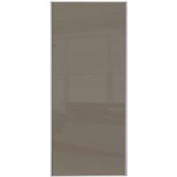 Spacepro Sliding Wardrobe Door Silver Framed Single Panel Cappuccino Glass - 2220 x 914mm