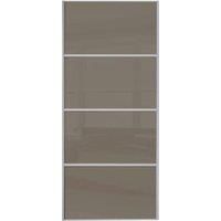 Spacepro Sliding Wardrobe Door Silver Framed Four Panel Cappuccino Glass - 2220 x 610mm