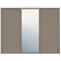 Shaker Mirrored Stone grey 3 door Sliding Wardrobe Door kit (W)610mm