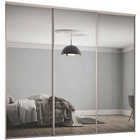 Spacepro Classic 3-Door Sliding Wardrobe Door Kit Cashmere Frame Mirror Panel 1760 x 2260mm (963GK)