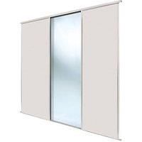 Spacepro Classic 3-Door Sliding Wardrobe Door Kit Cashmere Frame Cashmere / Mirror Panel 1760 x 2260mm (336GK)