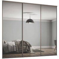 Spacepro Classic 3-Door Sliding Wardrobe Door Kit Stone Grey Frame Mirror Panel 2216 x 2260mm (896GK)