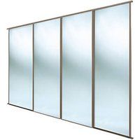 Spacepro Classic 4-Door Sliding Wardrobe Door Kit Stone Grey Frame Mirror Panel 2370 x 2260mm (543GK)