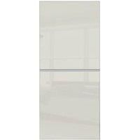Spacepro Minimalist Sliding Wardrobe Door 2 Panel Silver Frame Arctic White - 610mm