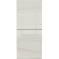 Spacepro Minimalist Sliding Wardrobe Door 2 Panel Silver Frame Arctic White - 610mm