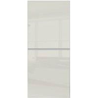 Spacepro Minimalist Sliding Wardrobe Door 2 Panel Silver Frame Arctic White - 762mm