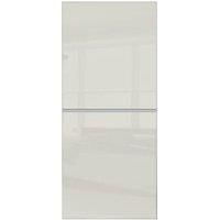 Spacepro Minimalist Sliding Wardrobe Door 2 Panel Silver Frame Arctic White  914mm