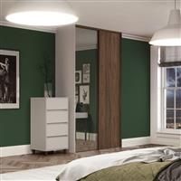 Spacepro Classic 2 Door Sliding Wardrobe Kit and Mirror 1793 x 2260mm in Walnut Steel/MFC/Glass