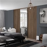 Spacepro Classic 3 Door Sliding Wardrobe Kit and Mirror 2216 x 2260mm in Walnut Steel/MFC/Glass