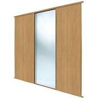 Spacepro Classic 3-Door Sliding Wardrobe Door Kit Oak Frame Oak / Mirror Panel 2672 x 2260mm (724GK)