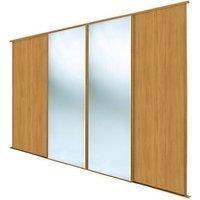 Spacepro Classic 4-Door Sliding Wardrobe Door Kit Oak Frame Oak / Mirror Panel 2978 x 2260mm (720GK)