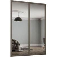 Spacepro 762mm Stone Grey Shaker frame Single panel Mirror Sliding Wardrobe Door Kit