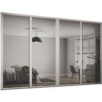 Spacepro Shaker 4-Door Sliding Wardrobe Door Kit Cashmere Frame Mirror Panel 2290 x 2260mm (680GP)