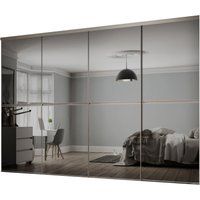 Spacepro Minimalist Mirrored Grey 4 Door Sliding Wardrobe Door Kit (H)2260mm (W)3008mm