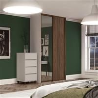 Spacepro Shaker 2 Door Sliding Wardrobe Kit and Mirror 1145 x 2260mm in Walnut Steel/MFC/Glass