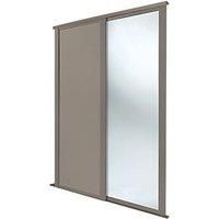 Spacepro Shaker 2-Door Sliding Wardrobe Door Kit Stone Grey Frame Stone Grey / Mirror Panel 1449 x 2260mm (962GK)