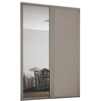 Spacepro Shaker 2-Door Sliding Wardrobe Door Kit Stone Grey Frame Stone Grey / Mirror Panel 1449 x 2260mm (962GK)