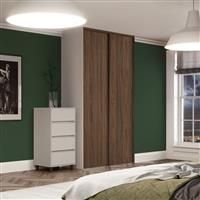 Spacepro Classic 2 Door Sliding Wardrobe Kit 1489 x 2260mm in Walnut Steel/MFC