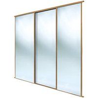 Spacepro Classic 3-Door Sliding Wardrobe Door Kit Oak Frame Mirror Panel 1760 x 2260mm (725GK)