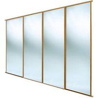 Spacepro Classic 4-Door Sliding Wardrobe Door Kit Oak Frame Mirror Panel 2370 x 2260mm (428GK)