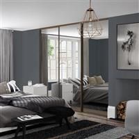 Spacepro Classic 3 Door Sliding Wardrobe Kit Framed Mirror 2672 x 2260mm in Walnut Steel/Glass