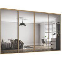 Spacepro Classic 4-Door Sliding Wardrobe Door Kit Oak Frame Mirror Panel 2978 x 2260mm (305GK)