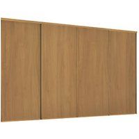 Spacepro Classic 4-Door Sliding Wardrobe Door Kit Oak Frame Oak Panel 2978 x 2260mm (507GK)