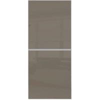 Spacepro Minimalist Sliding Wardrobe Door 2 Panel Silver Frame Cappuccino - 762mm