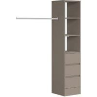 Spacepro Wardrobe Storage Kit Tower Unit with 3 Drawers Stone Grey  450mm