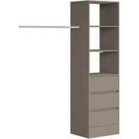 Spacepro Wardrobe Storage Kit Tower Unit with 3 Drawers Stone Grey  600mm