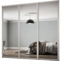 Spacepro Contemporary Shaker Mirrored Dove Grey 3 Door Sliding Wardrobe Door Kit (H)2260mm (W)1680mm