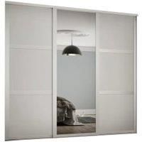 Spacepro 762mm White Shaker frame 3 panel & 1x Single panel Mirror Sliding Wardrobe Door Kit