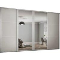 Spacepro 610mm White Shaker frame 3 panel & 2x Single panel Mirror Sliding Wardrobe Door Kit