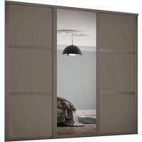 Spacepro 610mm Stone Grey Shaker frame 3 panel & 1x Single panel Mirror Sliding Wardrobe Door Kit