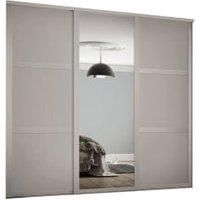 Spacepro 610mm Cashmere Shaker frame 3 panel & 1x Single panel Mirror Sliding Wardrobe Door Kit