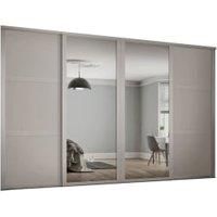 Spacepro 610mm Cashmere Shaker frame 3 panel & 2x Single panel Mirror Sliding Wardrobe Door Kit