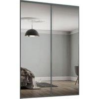 Spacepro Heritage 2 x 610mm Graphite Frame Mirror Sliding Door Kit with Colour Matched Track