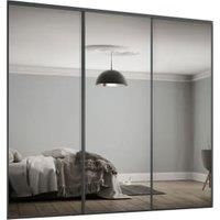 Spacepro Heritage 3 x 610mm Graphite Frame Mirror Sliding Door Kit with Colour Matched Track