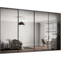 Spacepro Heritage 4 x 610mm Graphite Frame Mirror Sliding Door Kit with Colour Matched Track