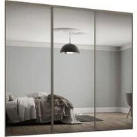 Spacepro Heritage 3 x 610mm Nickel Frame Mirror Sliding Door Kit with Colour Matched Track
