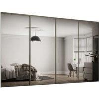 Spacepro Heritage 4 x 610mm Nickel Frame Mirror Sliding Door Kit with Colour Matched Track