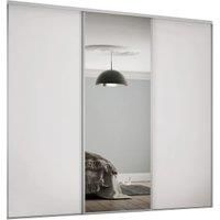Spacepro Heritage 2 x 614mm Dove Grey Panel Door/ 1 x Silver Mirror Kit with Colour Matched Track
