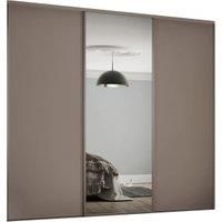 Spacepro Heritage 2 x 914mm Stone Grey Panel Door/ 1 x Silver Mirror Kit with Colour Matched Track